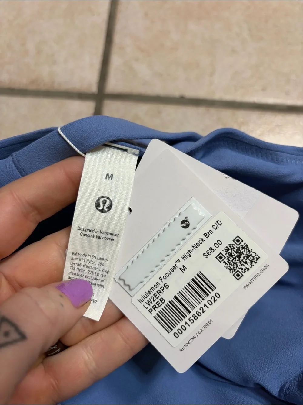 NWT Lululemon Focuser High-Neck Bra *C/D Cup (Prep Blue) Size M